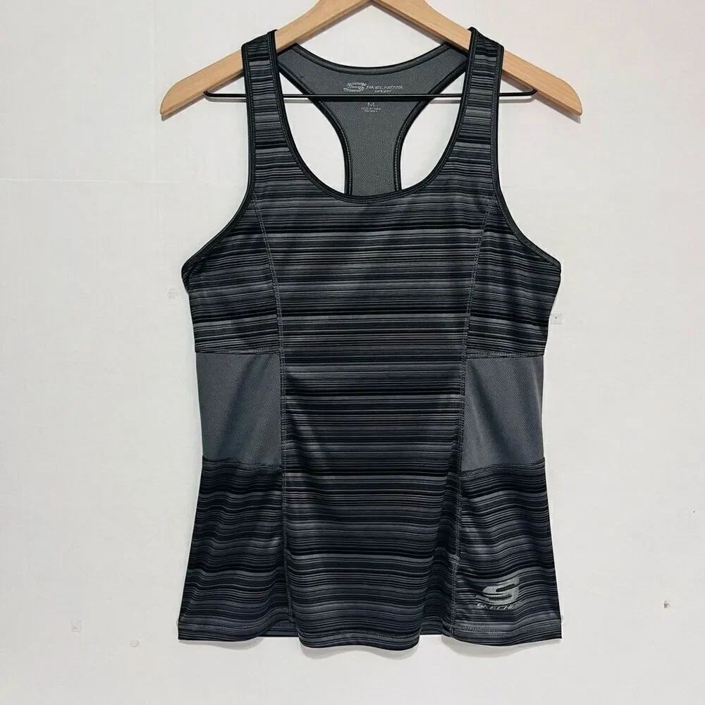 Skechers SPORT Gray Striped Tank Top Sz M